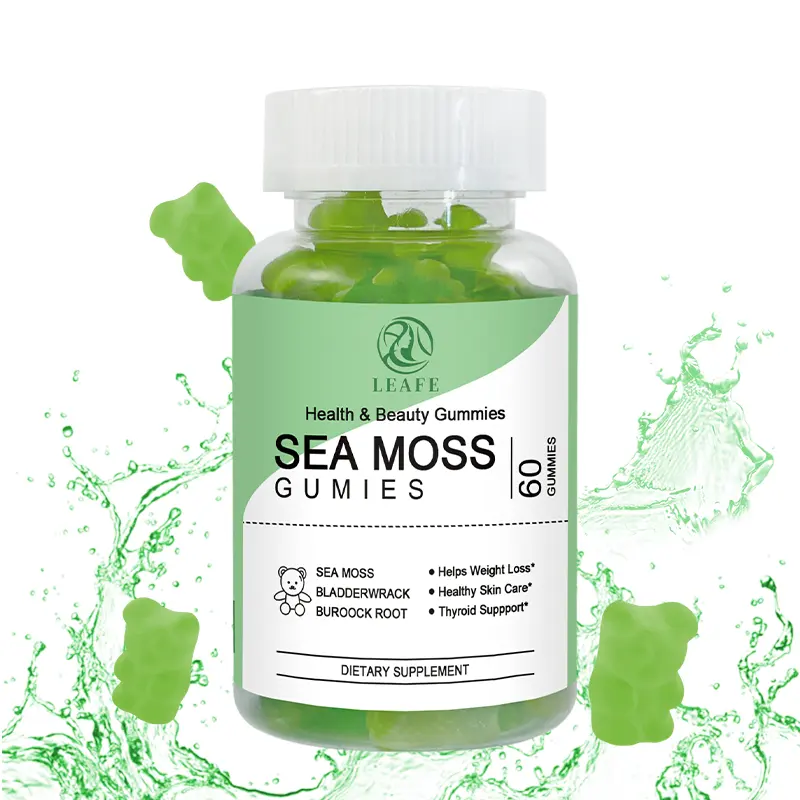 Salud y belleza Sea Moss Gummy Candy Etiqueta Privada Bulk Bladderwrack Burdock Root Elderberry Vegan Seamoss gummies