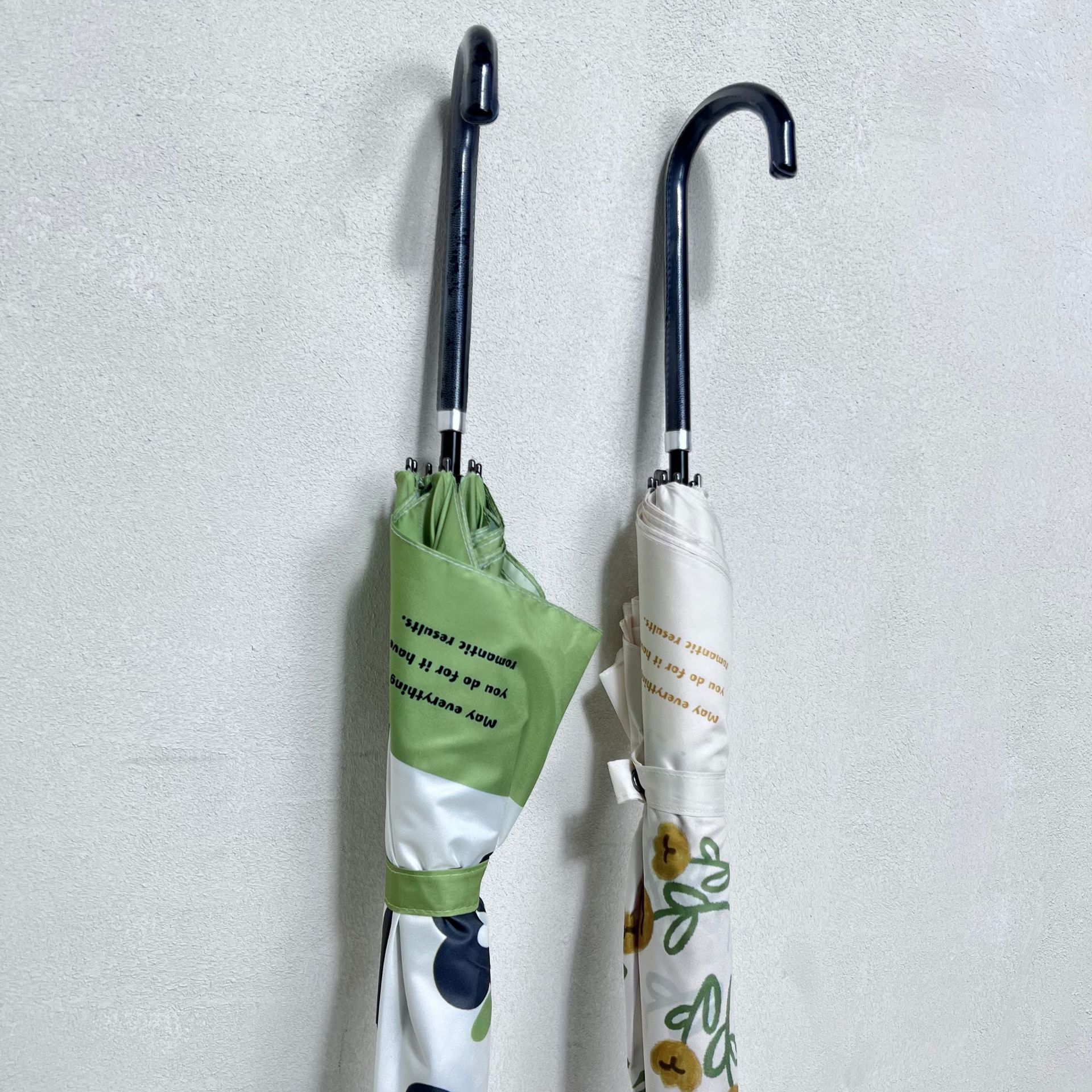 Parapluie tige droite tournesol coeur vert