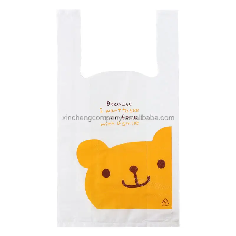 Borsa da imballaggio con Logo personalizzato borsa per gilet perforata borse in plastica borse per t-shirt a righe per supermercato negozio di alimentari HDPE plastica PE