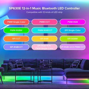 El controlador de música LED SP630E 12 en 1 es compatible con la tira LED PWM monocromática CCT RGB RGBW RGBCCT o SPI TTL IC chip - Product Image 3