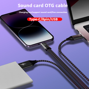 高质量8针至c型Usb电缆OTG火线声卡充电音频适配器2合1，适用于c型/8针等系列