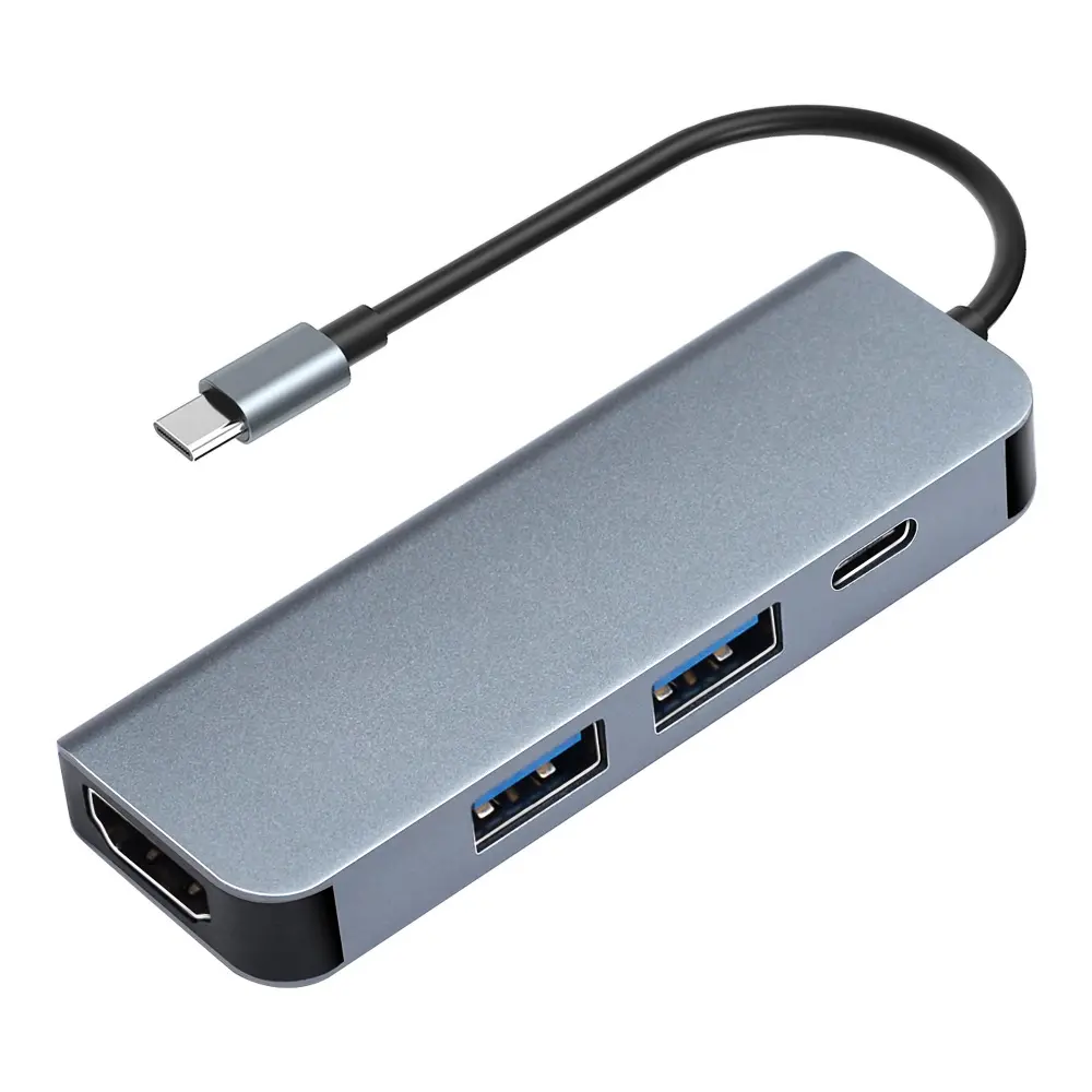 Kabel adaptor perempuan keluaran PD HDMI USB 3.1 4 in 1 USB-C Tipe C ke USB 3.0 untuk MacBook dan MacBook Pro