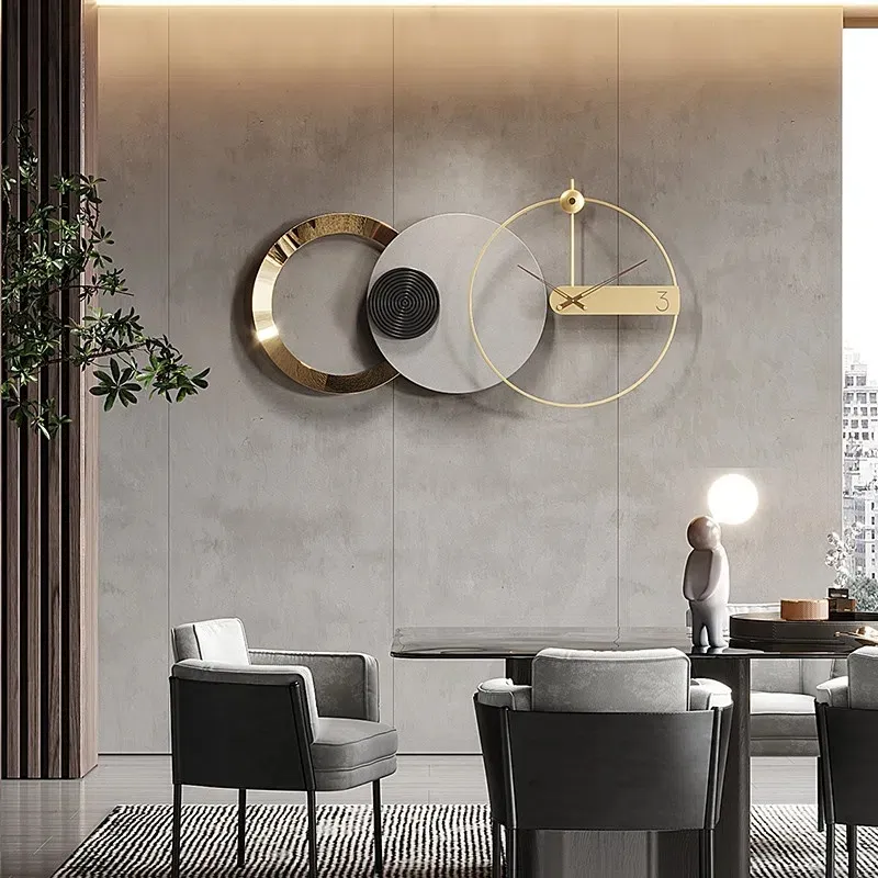 Reloj colgante de pared para decoración del hogar, luz nórdica de lujo de 120x63cm, creativo, con personalidad para sala de estar