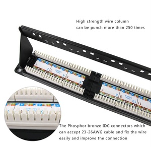<strong>Patch</strong> <strong>Panel</strong> 19'' 1U Cat5e and Cat6 UTP 24 Ports with Keystone Jack Full Loading in Rack and Cable Connector Use