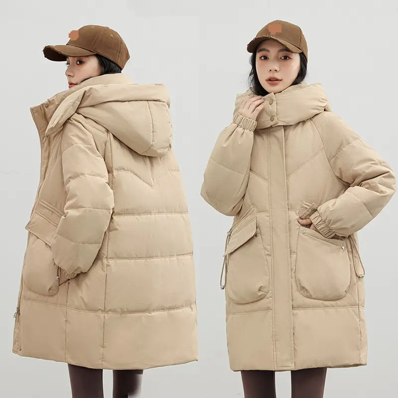 Chaqueta acolchada de invierno para mujer, abrigo grueso de algodón acolchado para mujer, abrigo frío de talla grande, Parkas largas holgadas informales con capucha para mujer