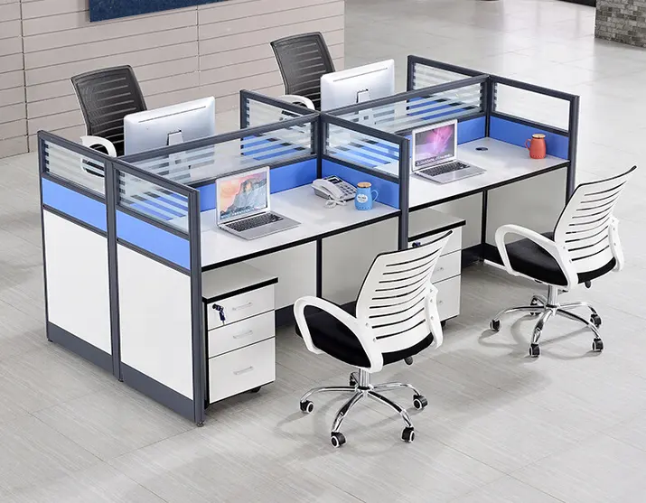סיטונאי מודרני משרד שולחן חדרונים עבור 4 אנשים משרד חדרון תחנת עבודה מודולרי עיצוב