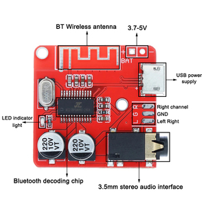 XY-BT-Mini 3,7-5V Placa receptora de audio Bluetooth 5,0 MP3 Placa decodificadora sin pérdidas Módulo de música estéreo inalámbrico - Product Image 4