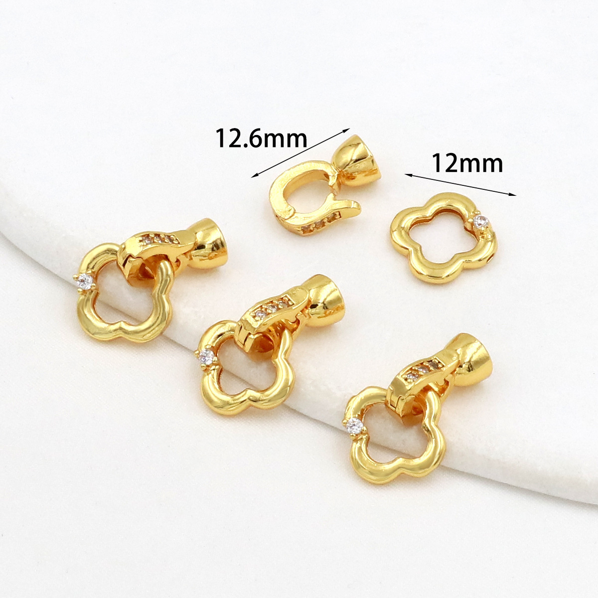 Style 2 Floral Zircon Polished Universal Buckle