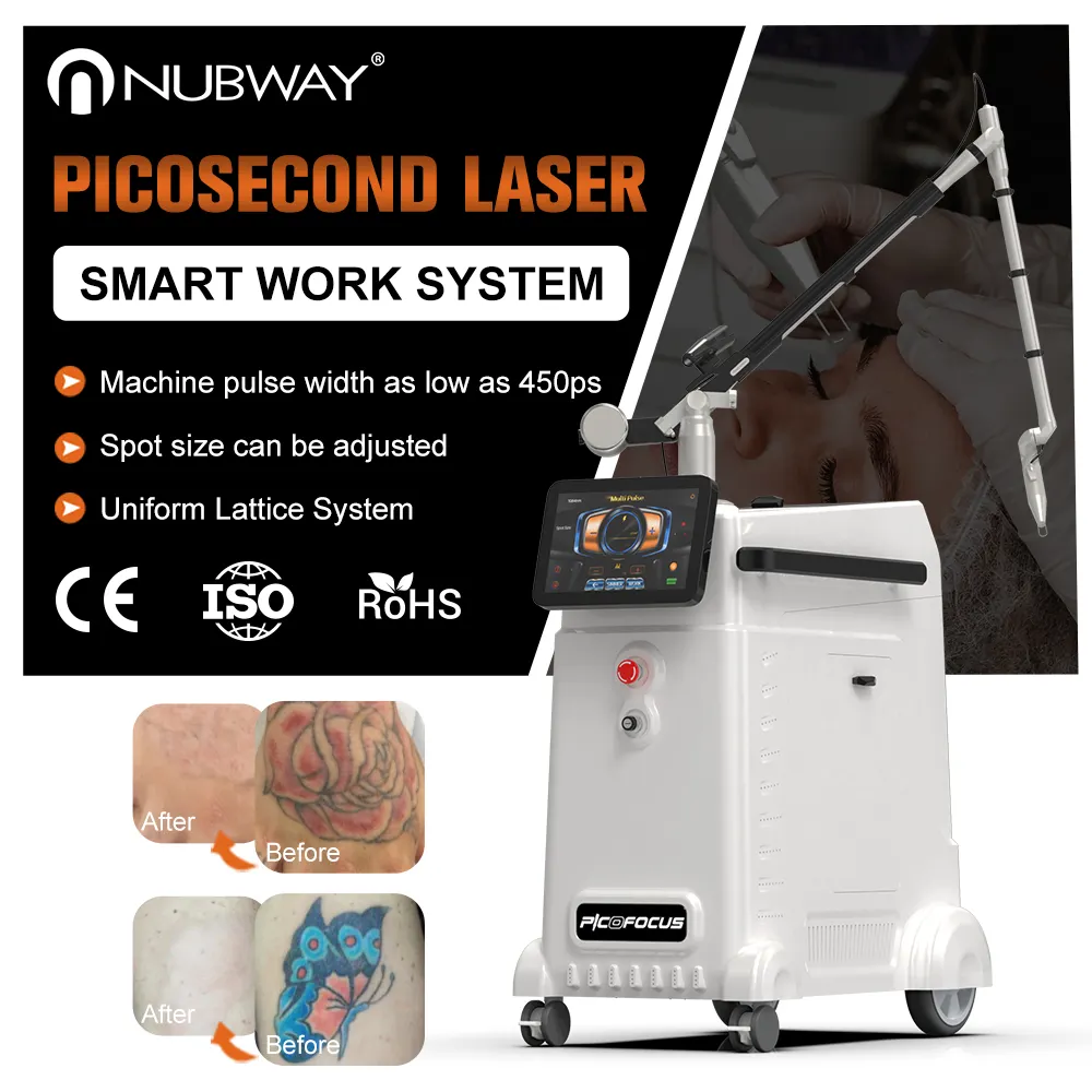 Nubway-máquina de eliminación de tatuajes profesional, 450ps, pantalla táctil Q conmutada Nd Yag pico, Láser de picosegundos