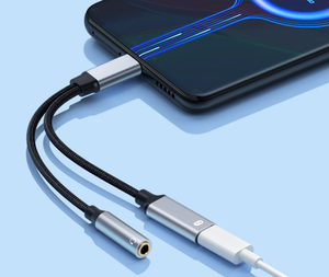 新型C型耳机适配器2合1音频电缆充电转换器，带圆孔 - Product Image 4