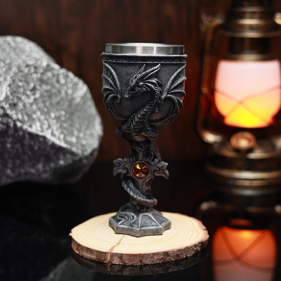 23001-1 cross dragon goblet grey