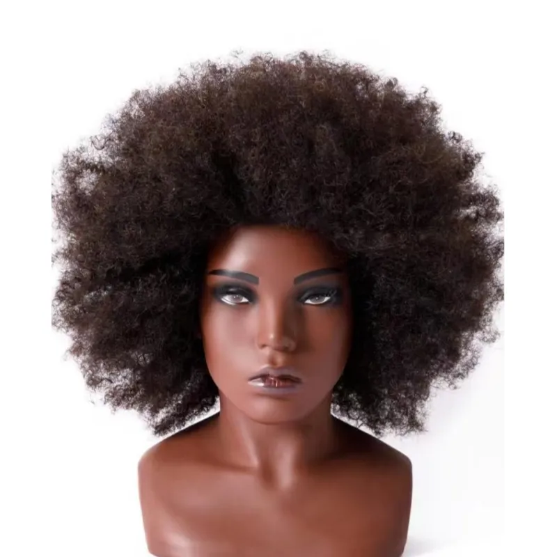 Entrega rápida faculdade boneca cabeça cabelo real afro manequim cabeça com cabelo afro para treinamento de cabeleireiros