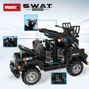 All'ingrosso nuovo veicolo di tendenza SWAT auto Robot assemblare piccoli mattoni blocchi di costruzione deformati Robot Set - Product Image 5