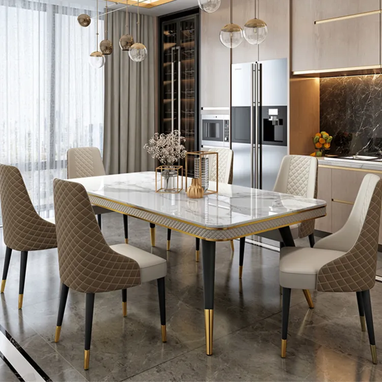 Plan de travail en marbre, ensemble de table à manger de luxe moderne, meubles de maison, style vintage, nouvel arrivage