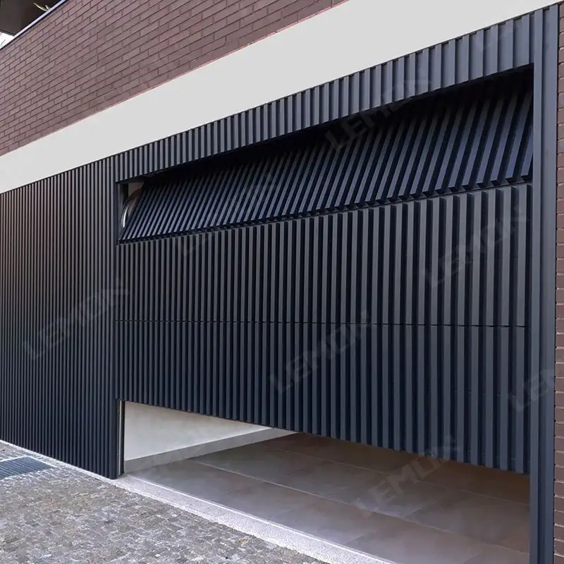 LEMON Modern Aluminum Sectional Garage Door Automatic Glass Frameless Garage Grille Design Garage Door