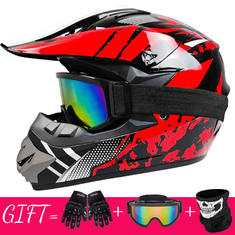 258 Lunettes de tempête rouges.Gants.Masque Grimace