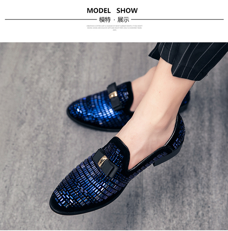 Genuine Leather Glitter Material Comfortable Loafer for Men Blue S219-3421 (STOCK ITEM) 2 PRISTINE