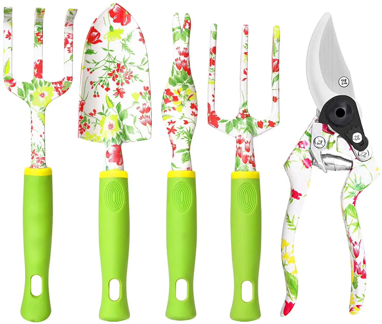 Customized 5 Pieces Flower Pattern Gardening Tools Set Gift for Women With Paper Box Packing