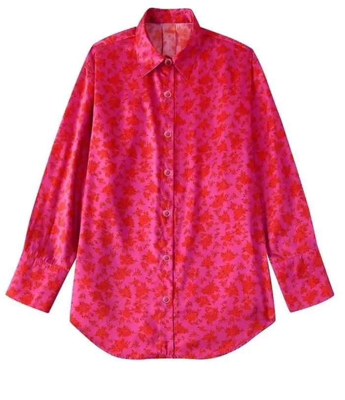 Oxford Print Zijdeachtige Vrouwen Blouse Over Bloemenprint Shirt Vrouwen Office Casual Shirt Oem