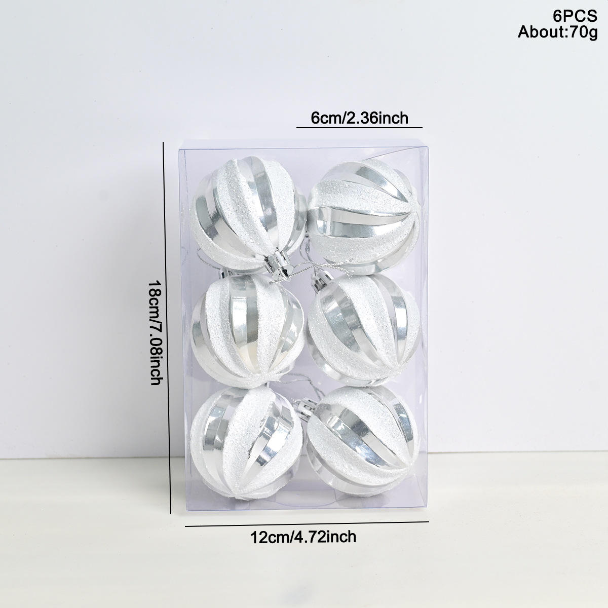 6-6ชิ้น-ลูกบอลหอยทากแววมือวาด-เงิน