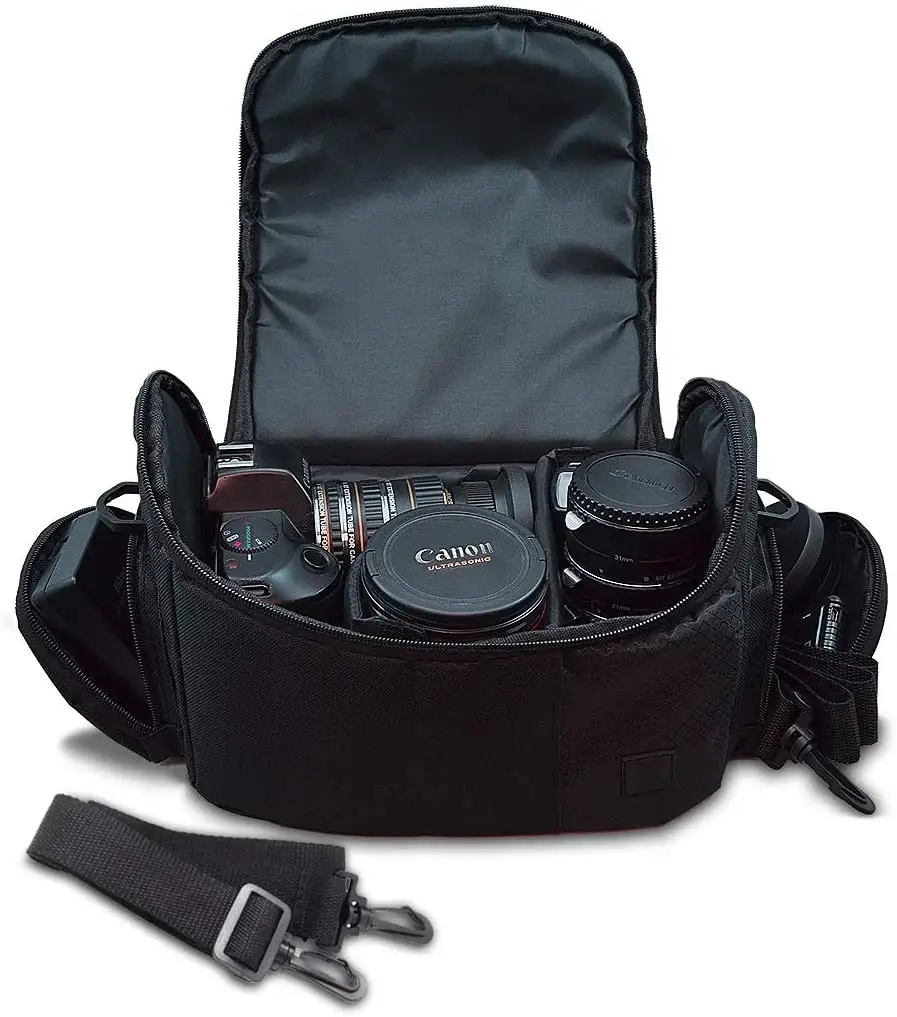 Wholesale Medium Soft Padded Removable Shoulder Strap Stylish Camera Shoulder Bag Customized Black Camera Bag