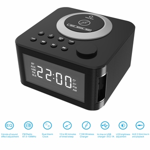 Home Multifunktion aler drahtloser Bluetooth-Lautsprecher FM-Radio Telefon Ladegerät Wecker LED-Anzeige Audio Player Speicher karte Unterstützung - Product Image 2
