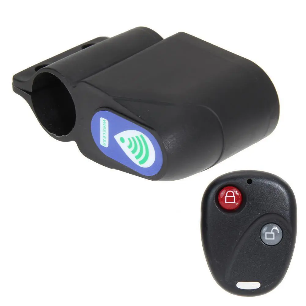 Alarma de vibración de seguridad para bicicleta, dispositivo inalámbrico de gran capacidad, ABS, con Control remoto, bloqueo antirrobo, color negro
