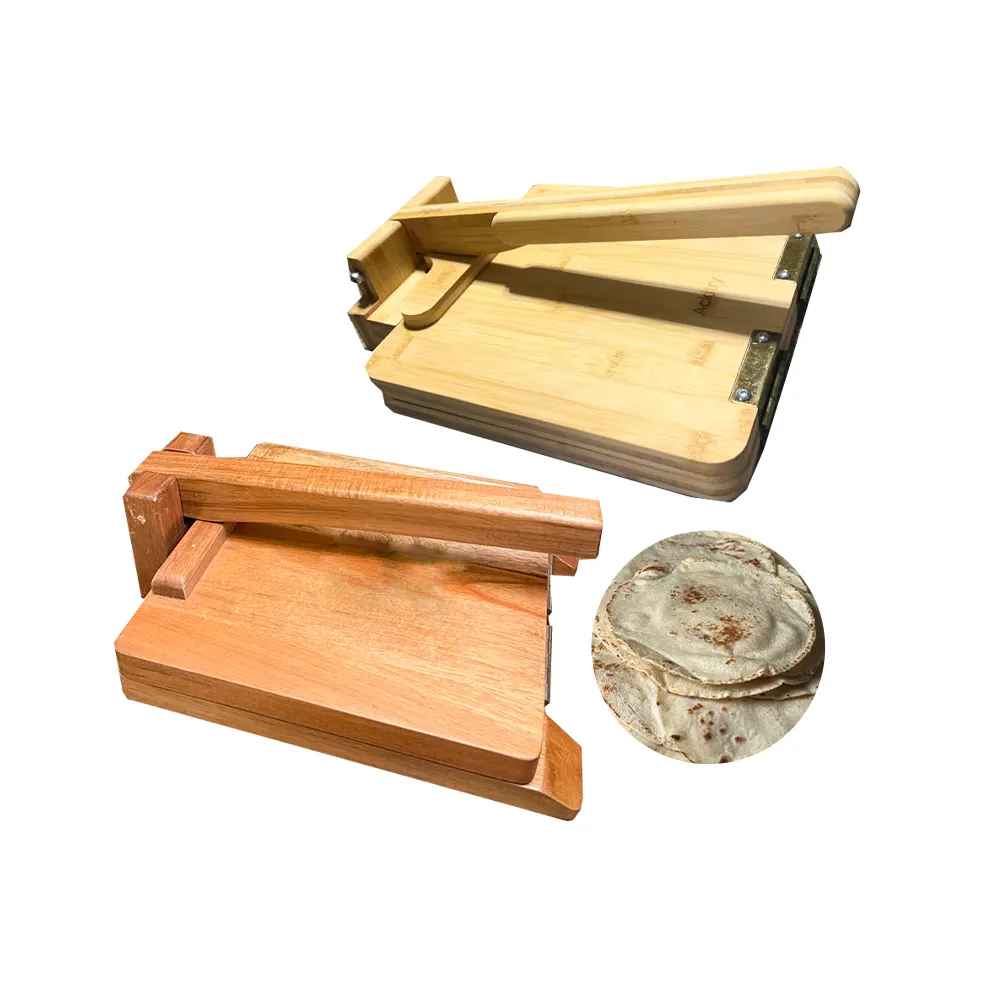 Tortilla Press Roti Maker with Rolling Pin Large Acacia Wood Tortilla Maker with Parchment Paper Quesadilla Maker