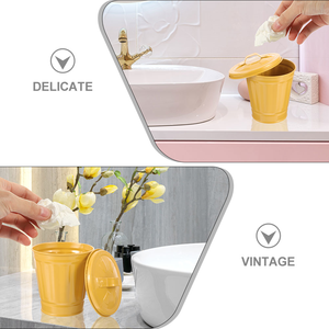 Mini papelera de oficina de metal, portalápices grande con estructura integrada, organizador de baño y cubos de basura - Product Image 3