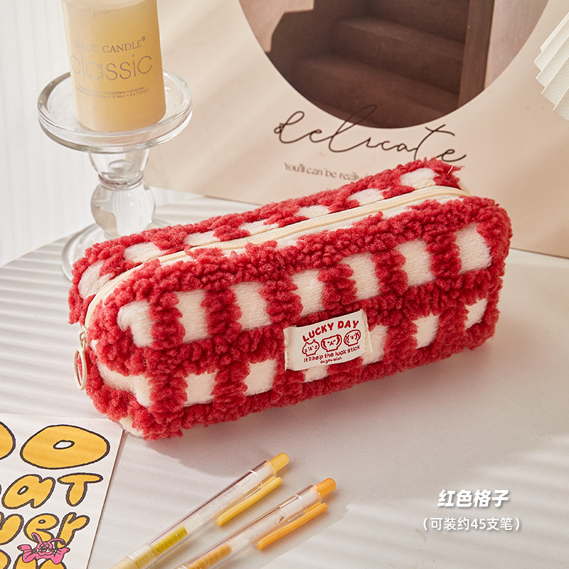 Pencil case- red plaid