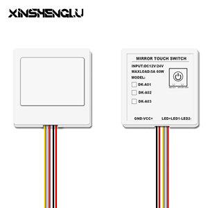 用于浴室镜的触摸开关12v 5A 60w三色LED智能单键触摸调光器开关电容式传感器 - Product Image 1