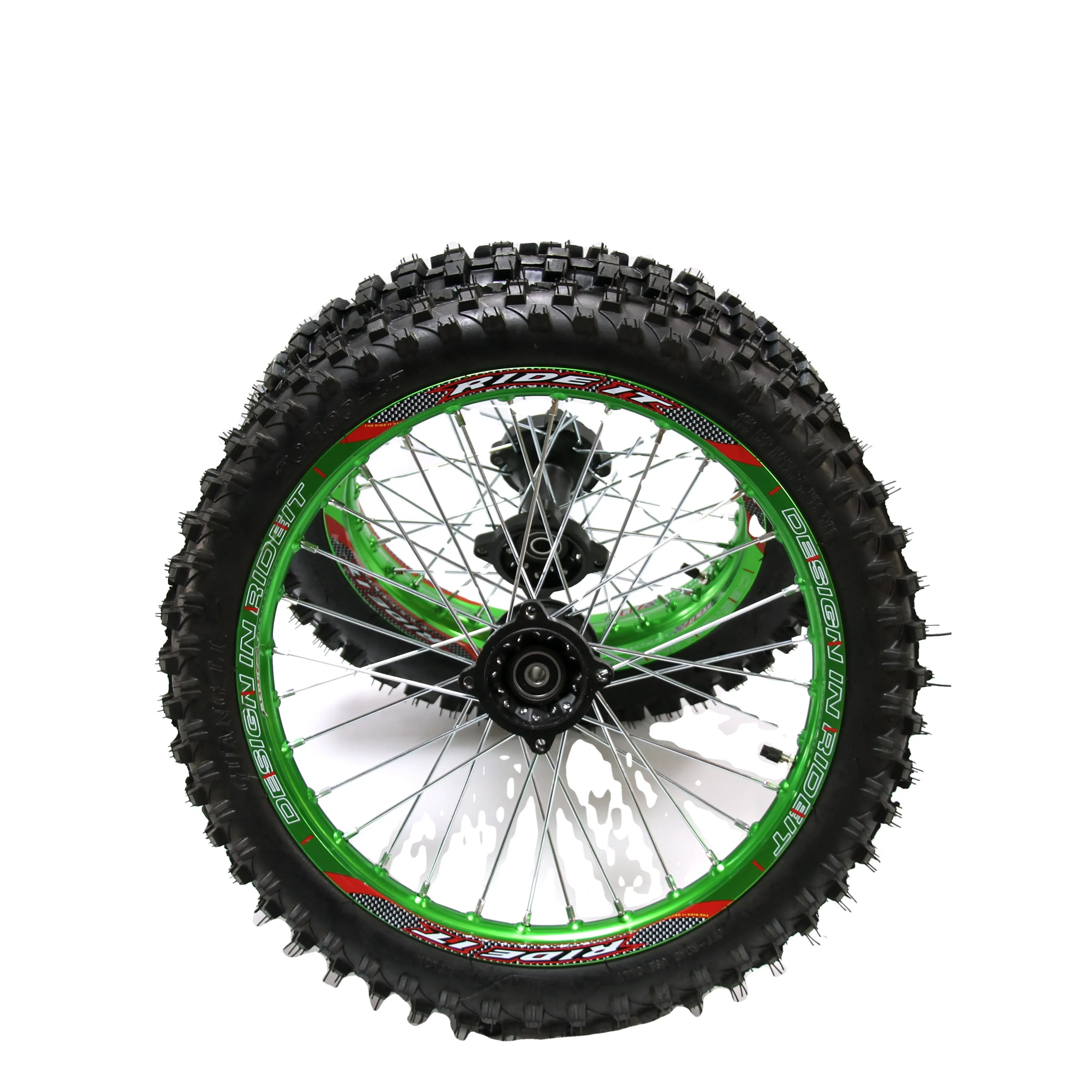 Neumático de aleación para bicicleta de cross, llanta con tubo de tamaño delantero 70/100-17, tamaño trasero 90/100-14