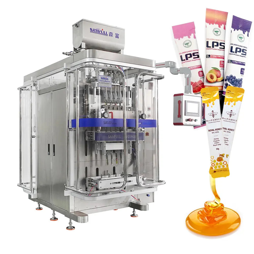 Automatic VFFS Multi Lane Sachet Liquid Ketchup Sauce Filling Packing Machine Vertical Honey Fruit Jelly Stick Packing Machine