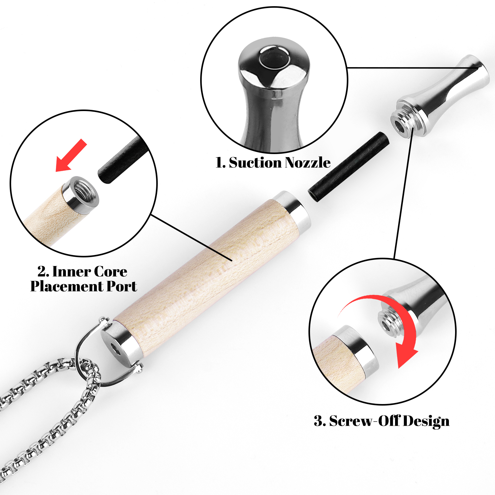 maple wood inhaler necklace