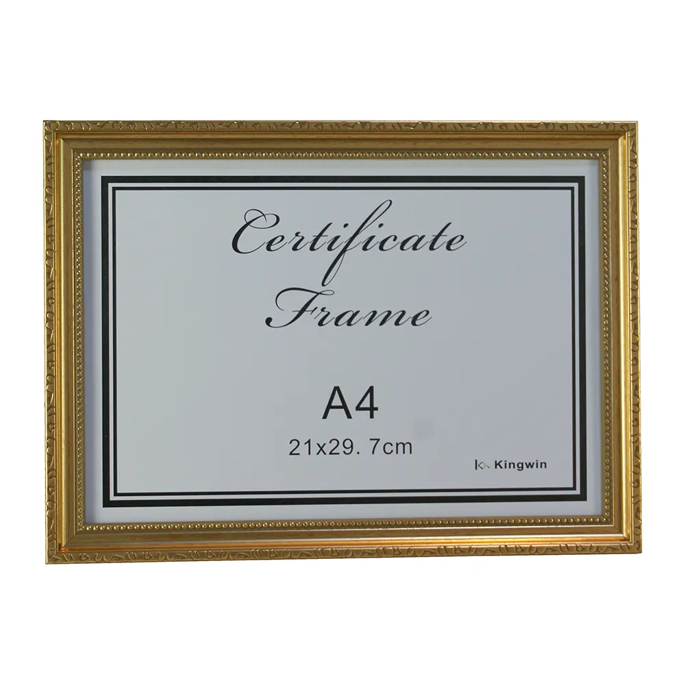 Marco de plástico con certificado dorado, Marco de imagen con pantalla A4