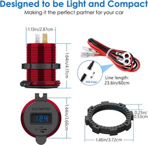 12V USB插座12V/24V 36w铝制快速充电3.0 USB车载充电器双充电器插座电源适配器插座，带汽车发光二极管 - Product Image 3