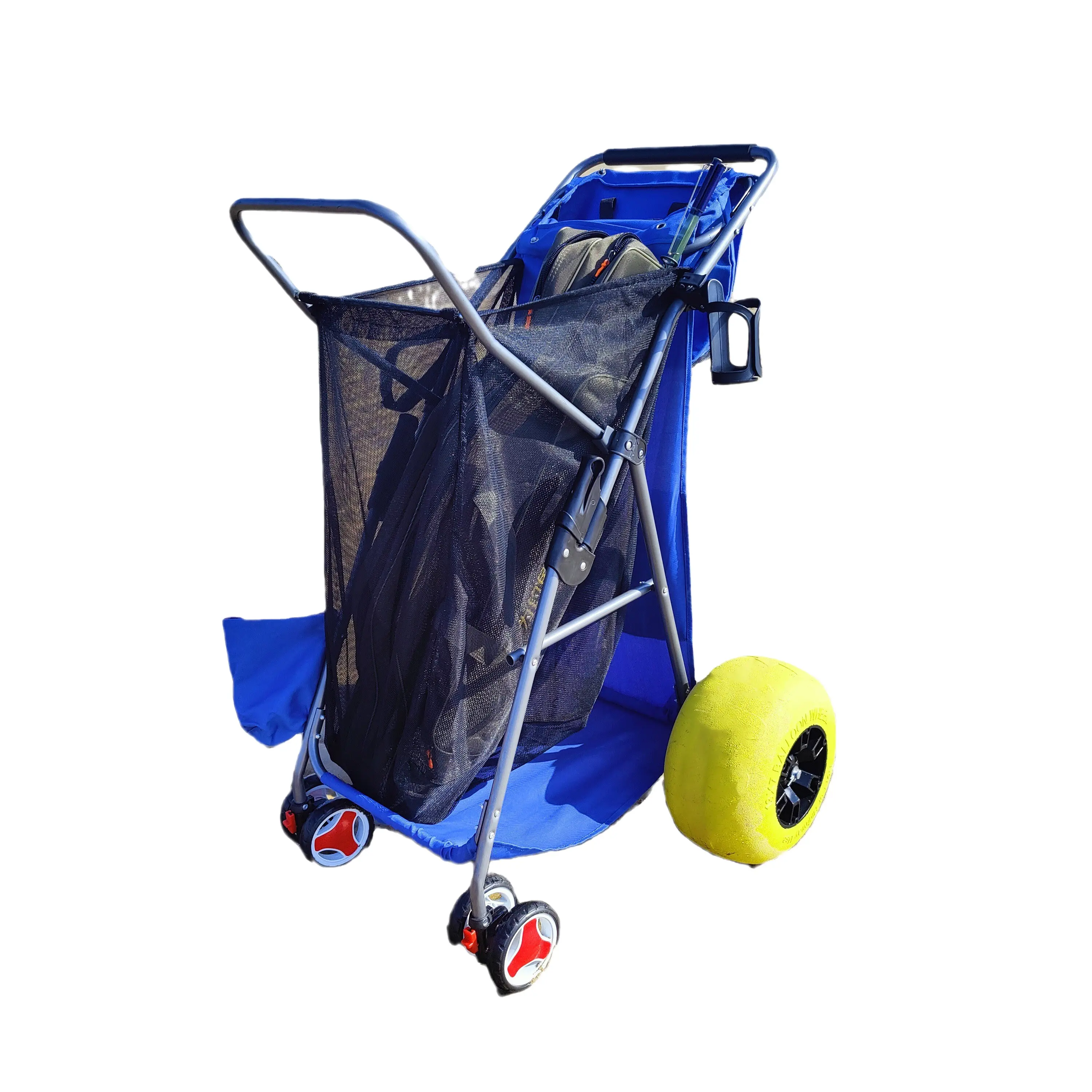 Carro de compras para jardín, herramienta de playa de gran capacidad, silla de playa, carrito plegable, Wonder Wagon con rueda de globo