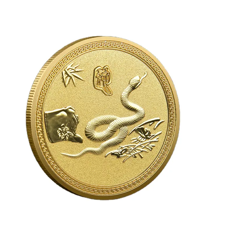 Moneda de la suerte de serpiente, monedas conmemorativas de serpiente del zodiaco chino, moneda de serpiente del zodiaco del Año Nuevo chino 2023