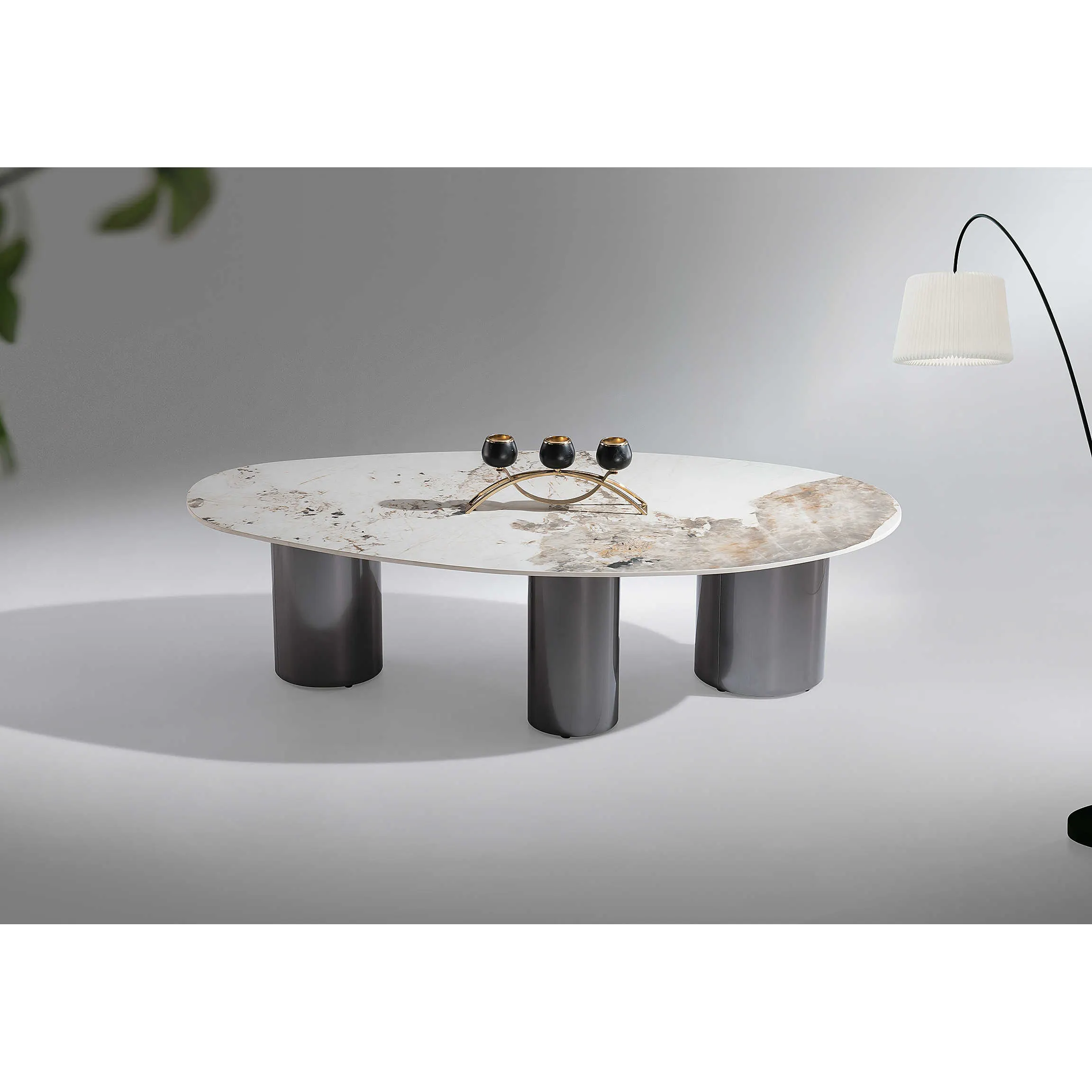 İskandinav tarzı Modern Minimalist kaya levha beyaz mermer Oval sehpa ev ev için
