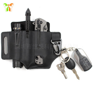 Echt Lederen Heren Taille Edc Gereedschapstassen Mes Riem Zaklamp Holster Schede Voor Outdoor Verdediging - Product Image 5