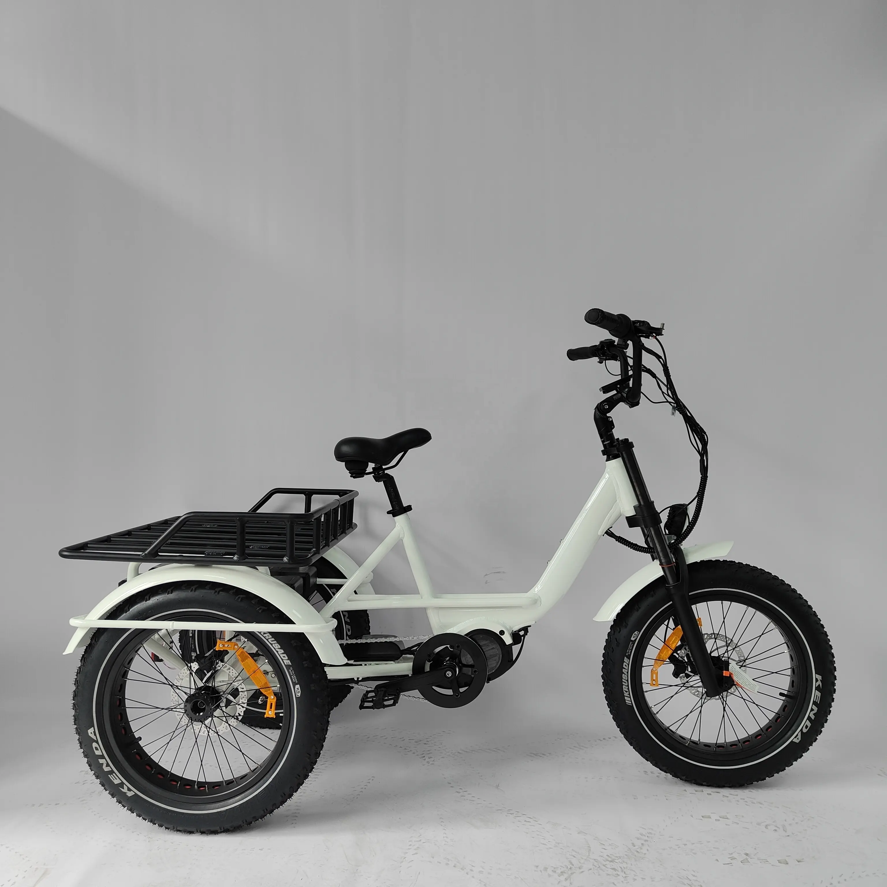 Vendite dirette in fabbrica Triciclo elettrico cargo da 20 pollici tre ruote bici elettrica mid drive otmar ebike 500w 750w 1000w etrike