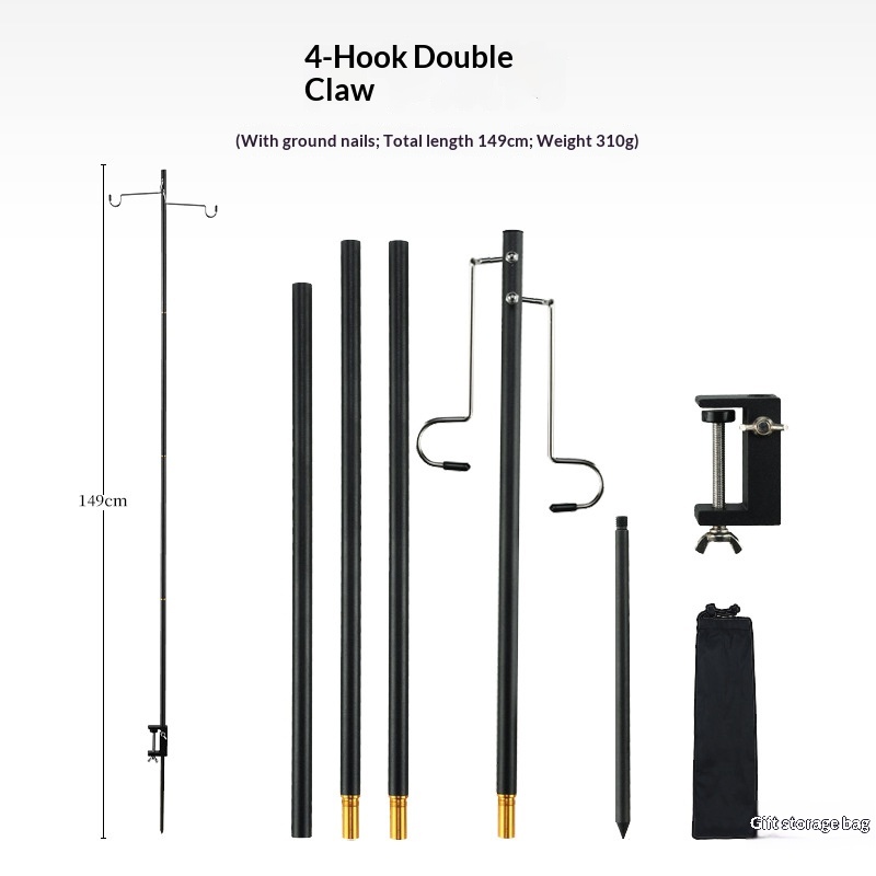 Four double hook black (with ground nail) with a total length