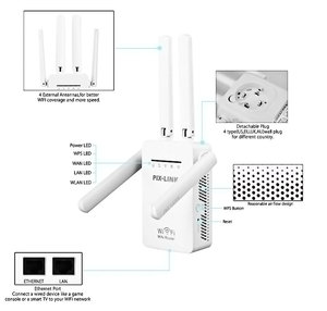带四个外部天线的Wifi增程器室内信号增强器无线Wifi中继器 - Product Image 4