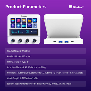 Versátil N4 Stream Deck Hub-Pantalla táctil, 10 teclas personalizadas, 4 diales giratorios-Plug & Play para transmisión, edición, suministro OEM - Product Image 5