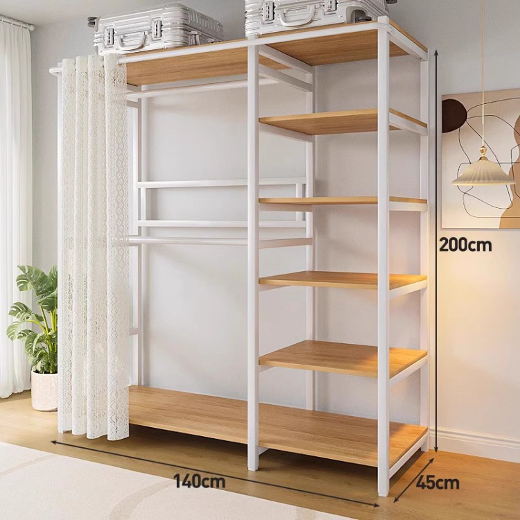 140*45*200-white frame steel and wood combination