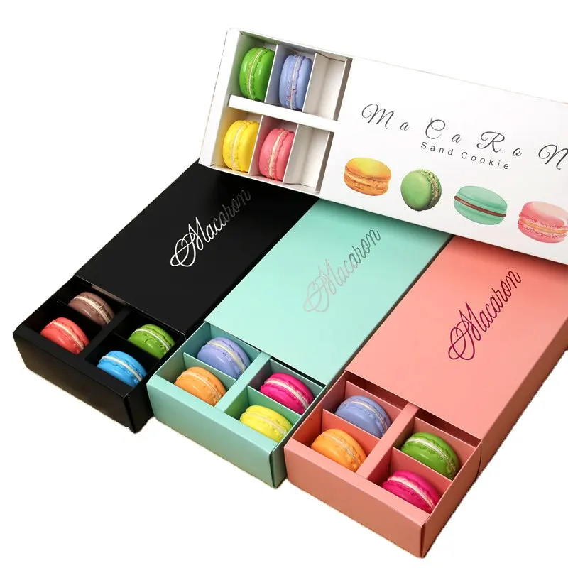 Luxe Voedsel Biscuit Macaron Verpakking Zoete Cookie Verpakking Papier 12 Stuks Lade Macaron Doos In Voorraad