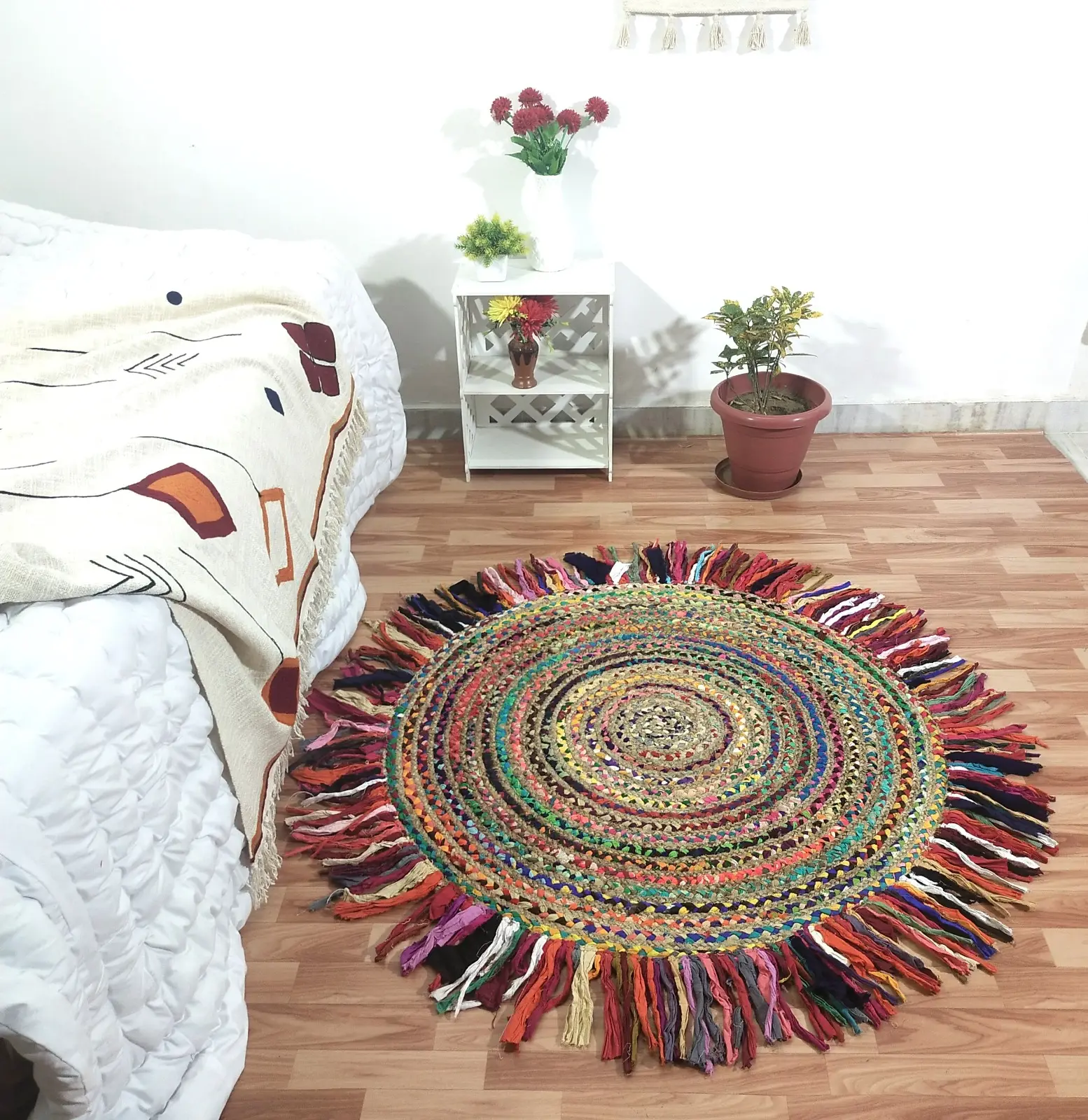 Round Jute Carpet For Prayer Room Hand Braided Embroidered Jute Rug Runner Bulk Product Best Quality From India