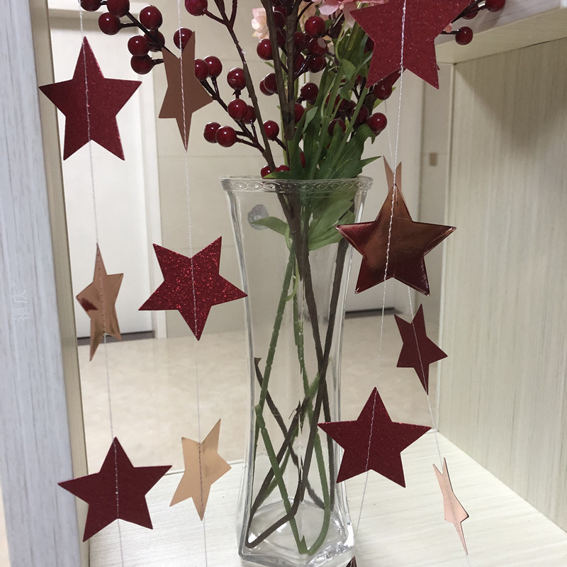colorful Red glitter star rose gold mirrored star