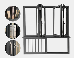 Extrem feiner Rahmen Aluminium-Klapp fenster aus gehärtetem Glas Schiebe-Stil mit festem Stil Französisches Design Villen Wärme isolation funktion - Product Image 5