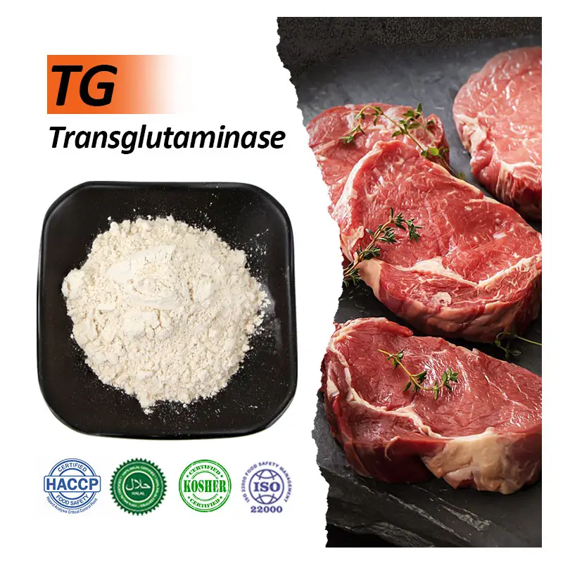 2024 โรงงานขายส่งอาหารเติมแต่ง Transglutaminase ผง 80146-85-6 สําหรับเนื้อกาวสําหรับเบคอน 120iu/g